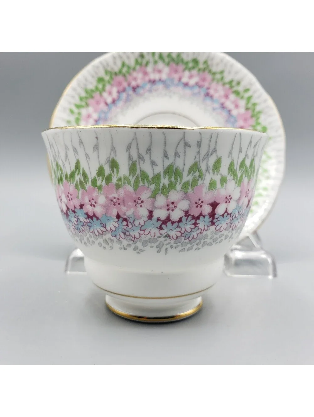 Royal Stafford Teacup & Saucer GLENDALE Petite Flowers England Bone China